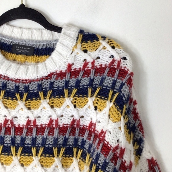 Zara men sweater medium multicolor wool rare unique - Picture 2 of 9